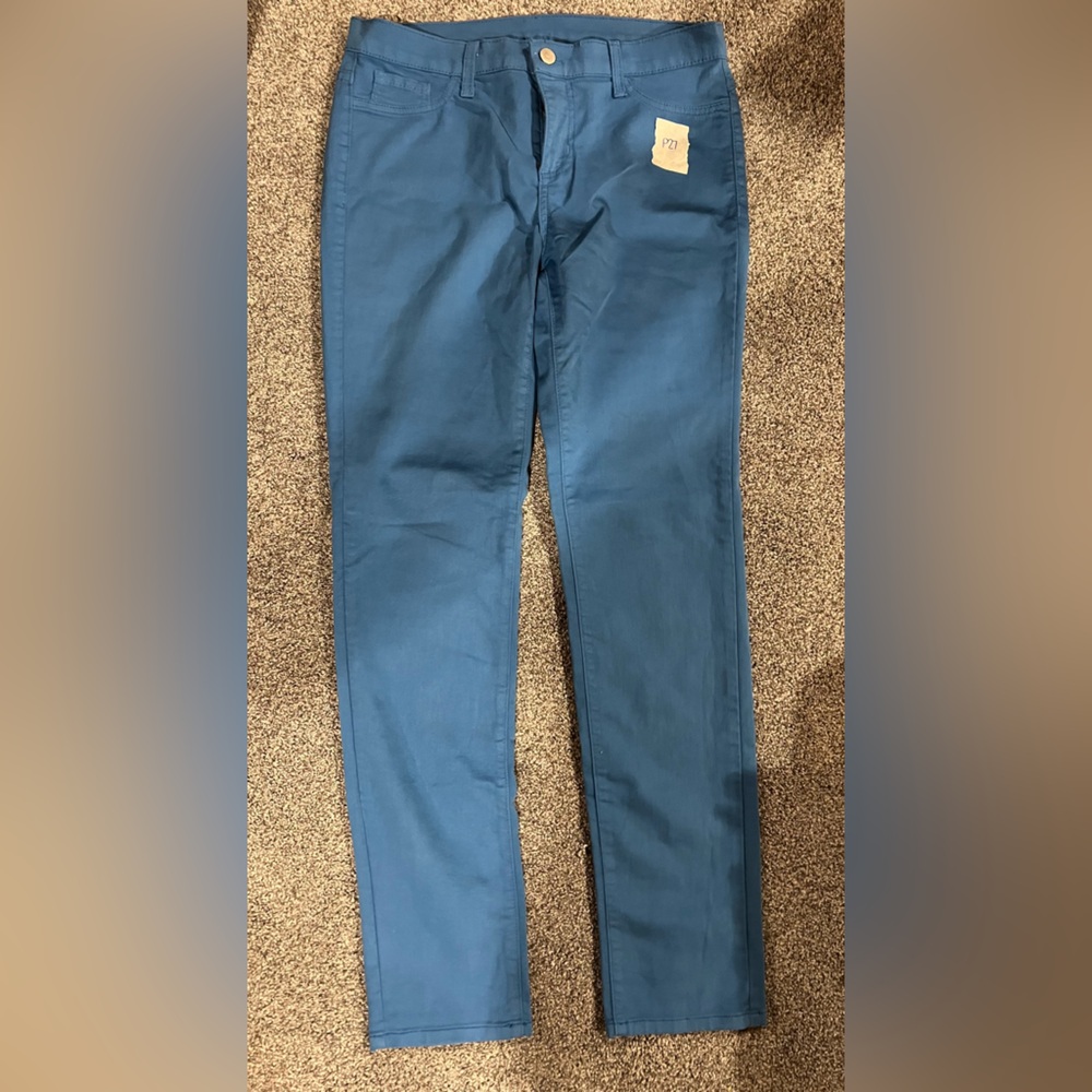 Blue Slim Straight-Leg Pants